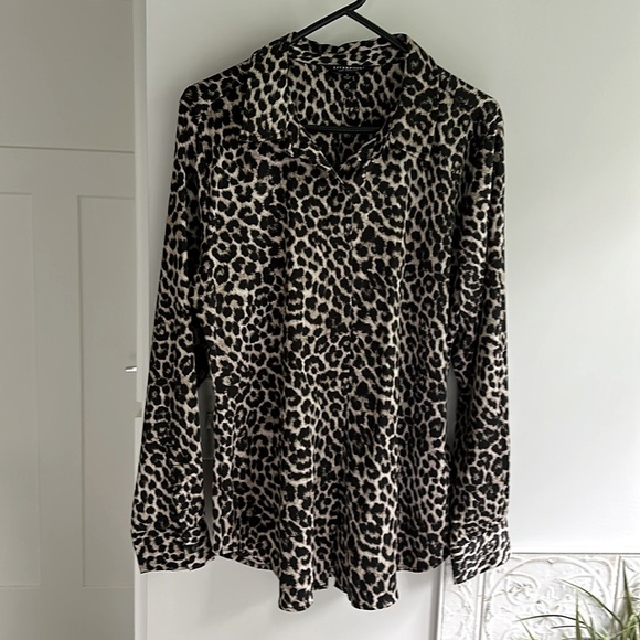 Liverpool Tops - Liverpool Animal Print Blouse - Black and Cream